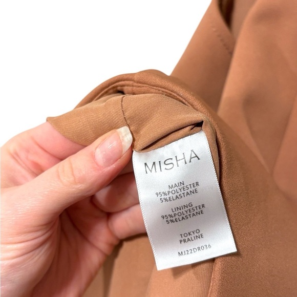 MISHA Tokyo Strappy Cutout Party Minimalist Mini Dress in Praline Brown Size 2 - Picture 12 of 13